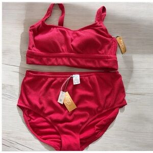 NWT Kona Sol Bikini Sets for Women Large Bust Wide Straps High Waisted X(14/16)